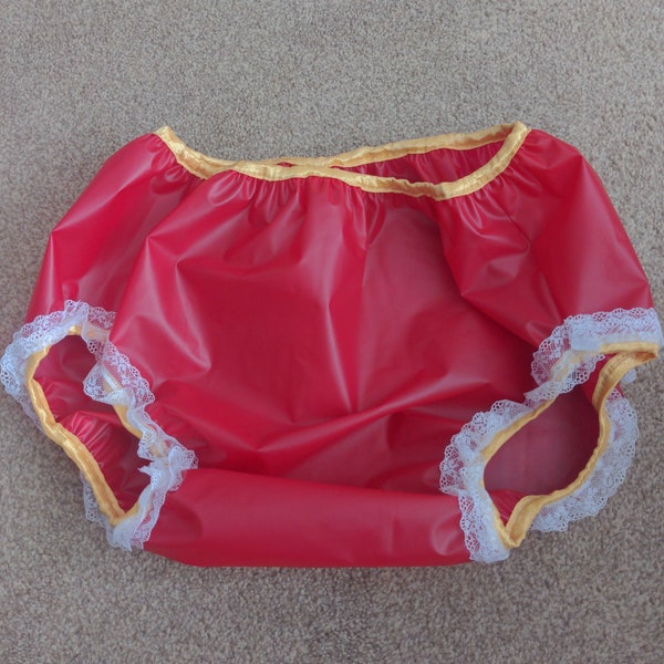 Waterproof   soft cherry red TPU lacy pants (28- 49)