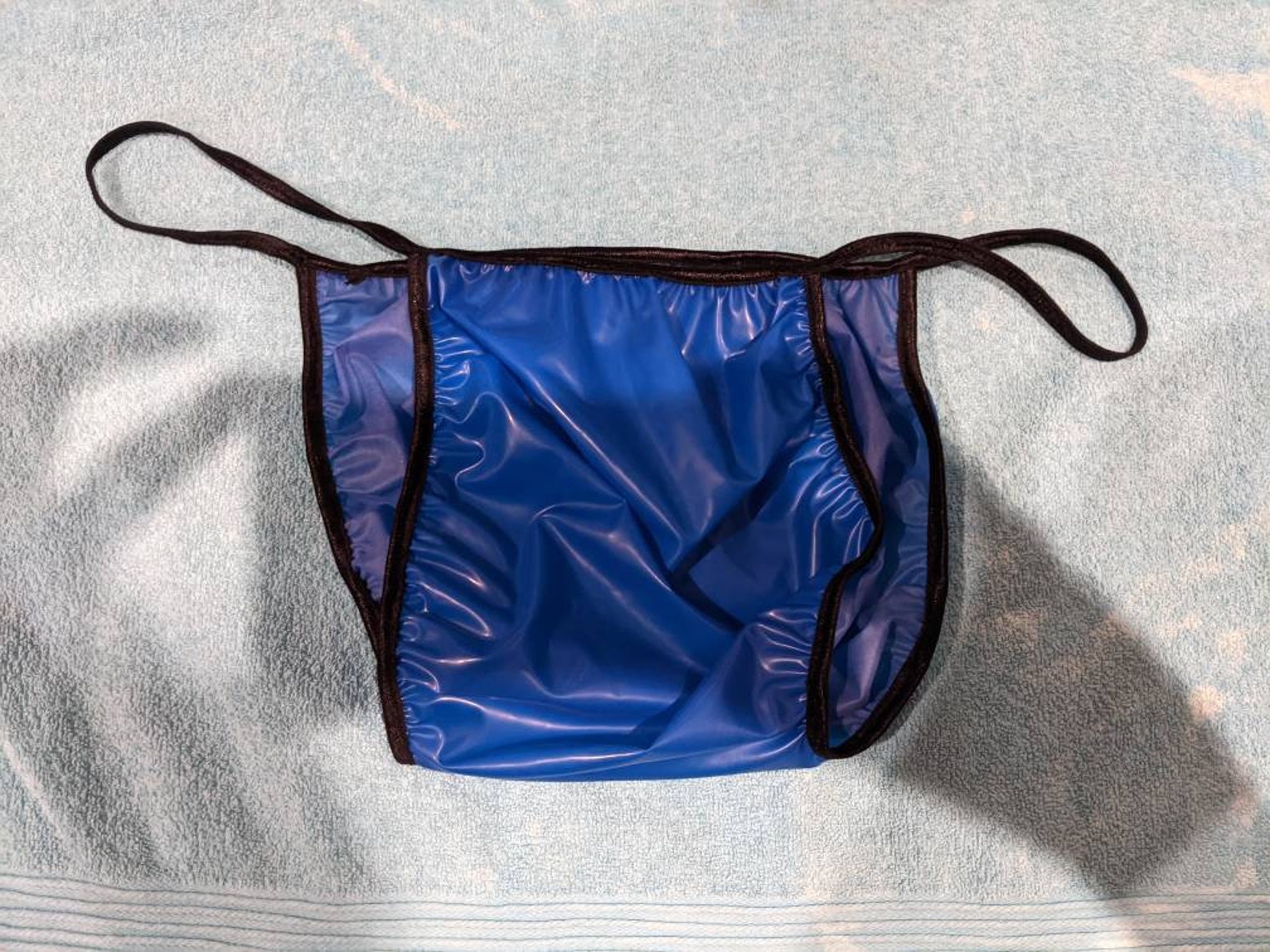 Unisex blue latex panties black 3660large Etsy