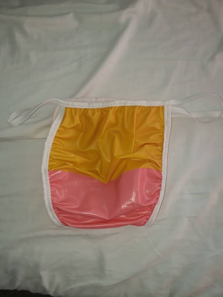 Adult waterproof bespoke yellow/pink plastic panties white Etsy
