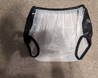 Wasserdichtes weißes Glas / dickes schwarzes Plastik hoch taillierte Hose / Windelhüllen (33-56) mit weitem Schritt