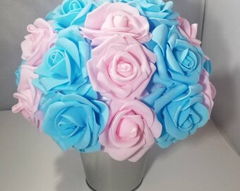 Pink Blue What's The Scoop Gender Reveal Twins Centerpiece w/ Stand or Cut Outs