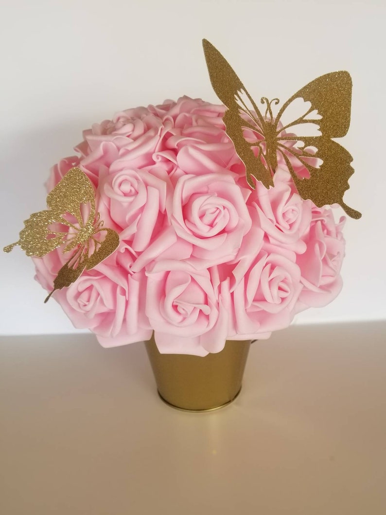 Babyshower centerpieces butterfly centerpieces pink and gold Etsy
