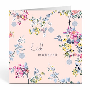 Tarjeta de Eid Mubarak con flores rosas - SK 02