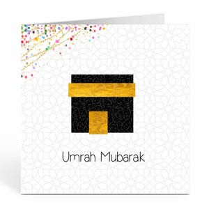 Cartão de saudação islâmico Umrah Mubarak com Kaaba - Umrah 17