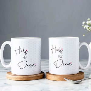 Half His Deen & Half Her Deen Set of Islamic Wedding Mugs - MG 42