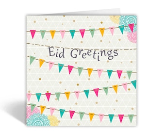 Contemporary Eid Mubarak Bunting Card - IR07