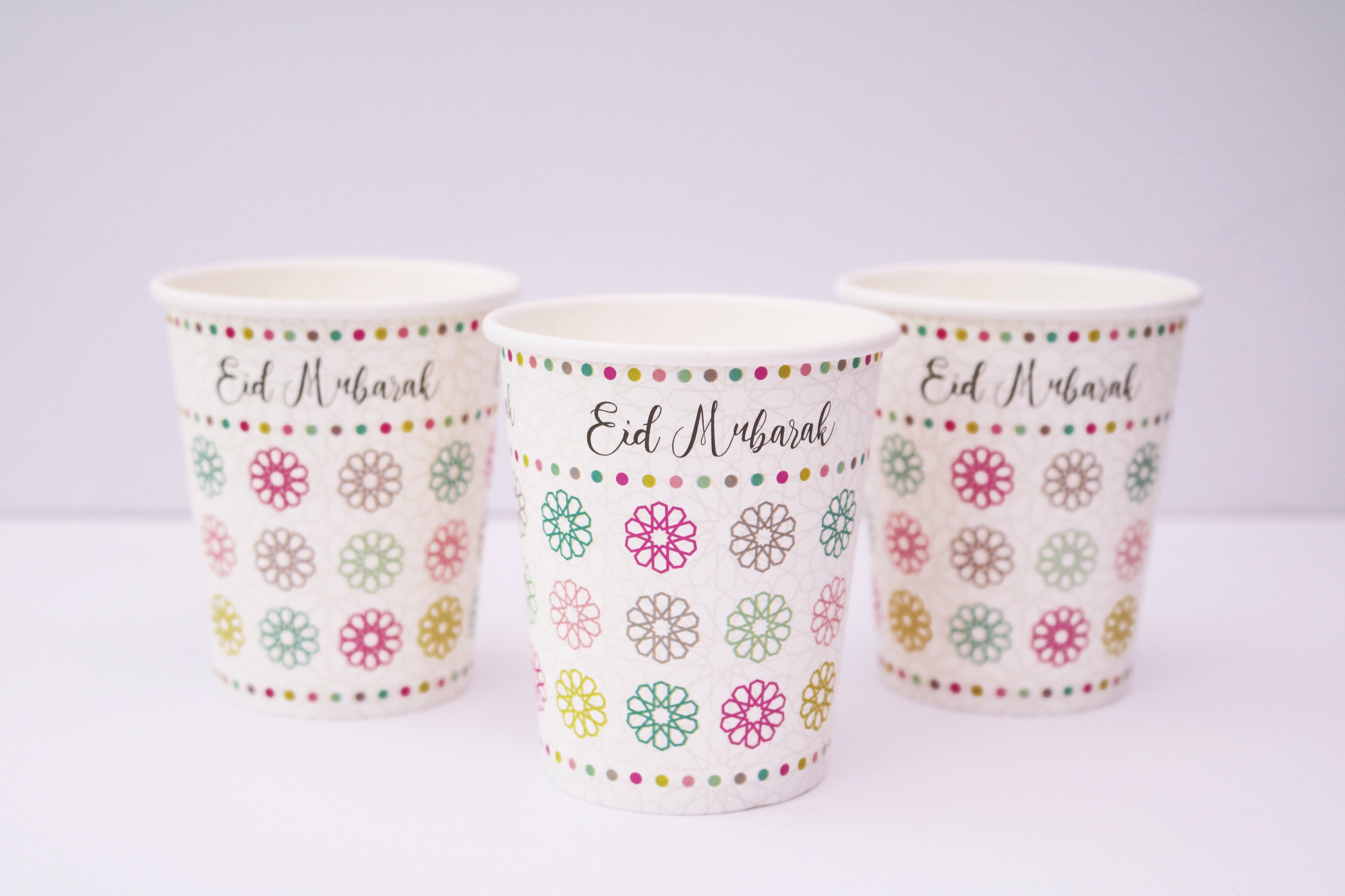 Pack of 5 Eid Mubarak Paper Cups - Eid Party Celebration Eid Tableware ...