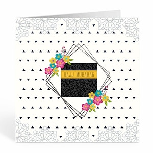 Cartão de saudação Hajj Mubarak com Kaaba - Cartão de saudação islâmico - HJ 03