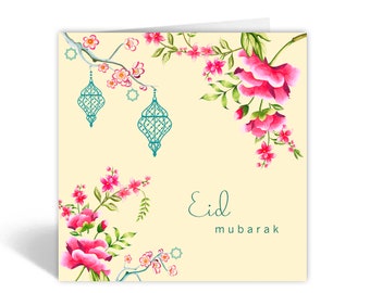 Eid Mubarak Card Blossoms Cream - SK 08