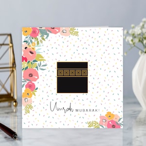 Carte de voeux islamique Omra Moubarak.  Kaaba - BJ 23