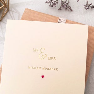 Luxury 'Nikkah Mubarak' Islamic Wedding Card in Gold Foil - RC 32