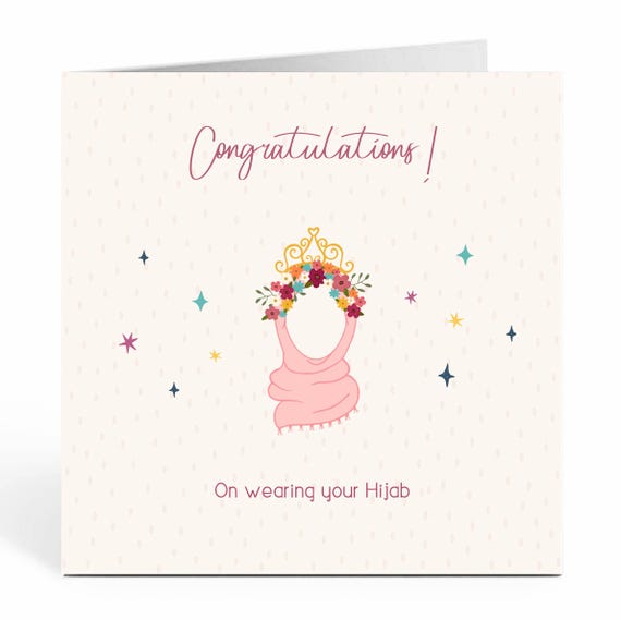 Congratulations Hijabi, Islamic Greeting Card, Muslimah Crown - ILM 24