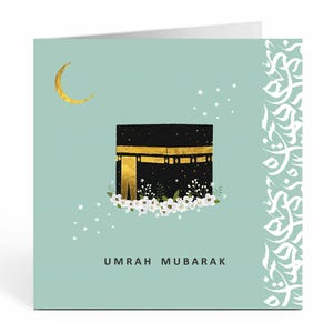 Umrah Mubarak Grußkarte, Kaaba Floral, Pfefferminz - UM 06