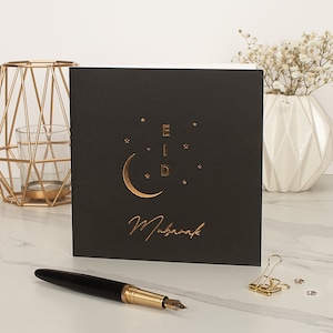 Luxury Eid Mubarak Greeting Card in Black - Gold Foiled - RC 24