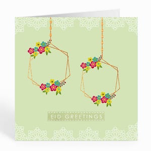 Elegante enfeites pendurados cartão de felicitações Eid Mubarak - HE05