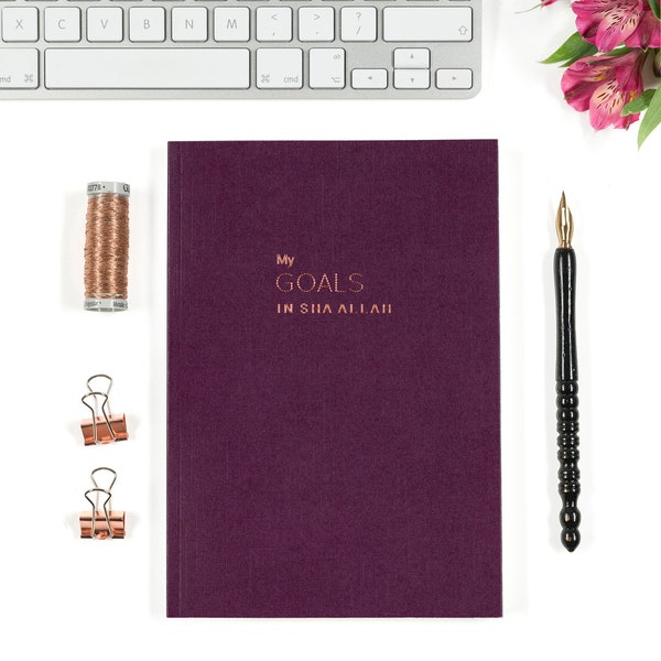 Mijn doelen Insha'Allah Notebook Hot Foiled Rose Gold A5 Planner, Islamitisch Tijdschrift - LX 04