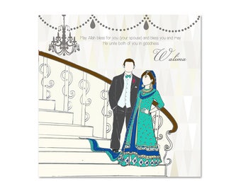 Walima Mubarak Card with Bride & Groom - WC 05