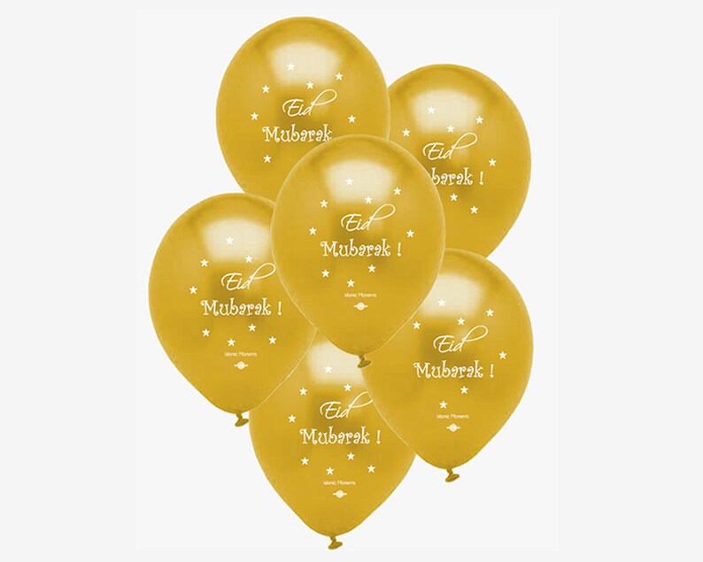 Eid Decorations BA 05 Multi Pack 10 Large GOLD Eid Mubarak Balloons