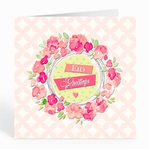 Cartão de felicitações floral elegante Eid Mubarak - IR 04