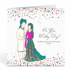 Cartão de casamento islâmico para noivos com confete - WC 03