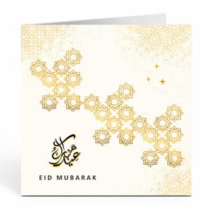 Karta Eid Mubarak | Geometryczna | Czarno-złota | ML 08