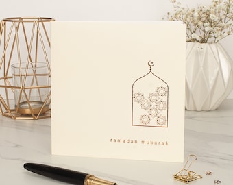 Luxury Ramadan Mubarak Gold Foil Greeting Card in Cream - RC 22