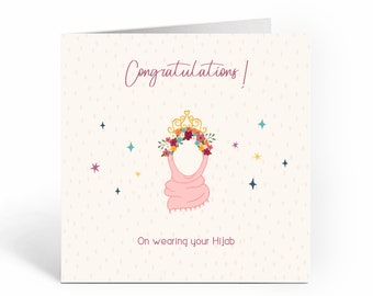 Congratulations Hijabi, Islamic Greeting Card, Muslimah Crown - ILM 24