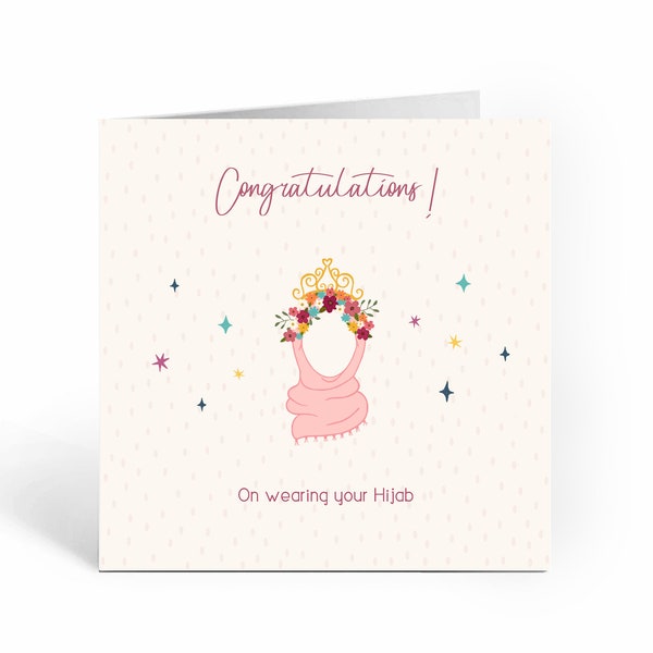 Congratulations Hijabi, Islamic Greeting Card, Muslimah Crown - ILM 24