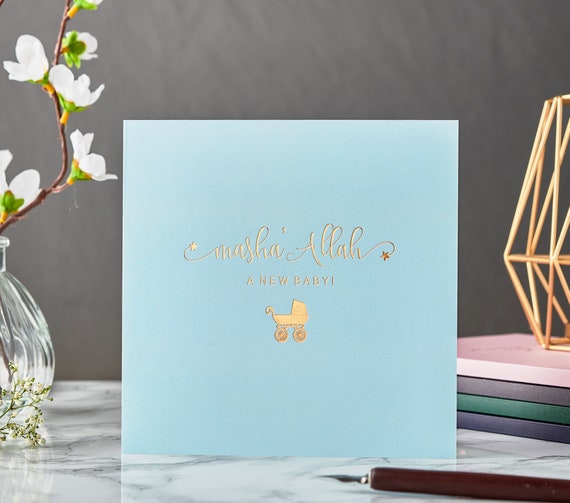 Luxury Baby Boy Masha'Allah Islamic Card in Gold Foil - RC 20