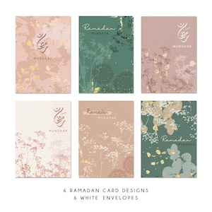 Lot de 6 cartes Ramadan Moubarak - 6 motifs bohèmes - MP BR