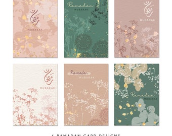 Multipack of 6 Ramadan Mubarak Cards - 6 Boho Designs - MP BR
