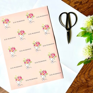 Eid Mubarak Gift Wrap Flower Bouquets Peach - GW 05