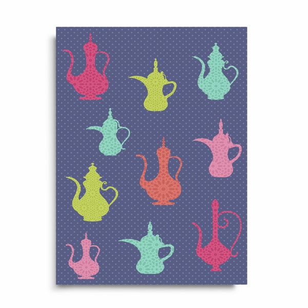 Arabian Teapots Notebook Lilac , A5 Perfect Bound Planner Jotter- PB10