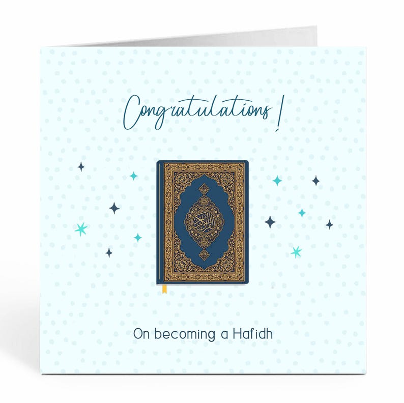 Hafidh graduation card in blue with quran
