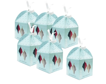 Eid Mubarak Party Favour Treat Gift Boxes, Set of 6, Lanterns Aqua