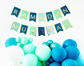 Gold Foil Ramadan Mubarak Letter Bunting - 14 Bunting Flags - PLR 01