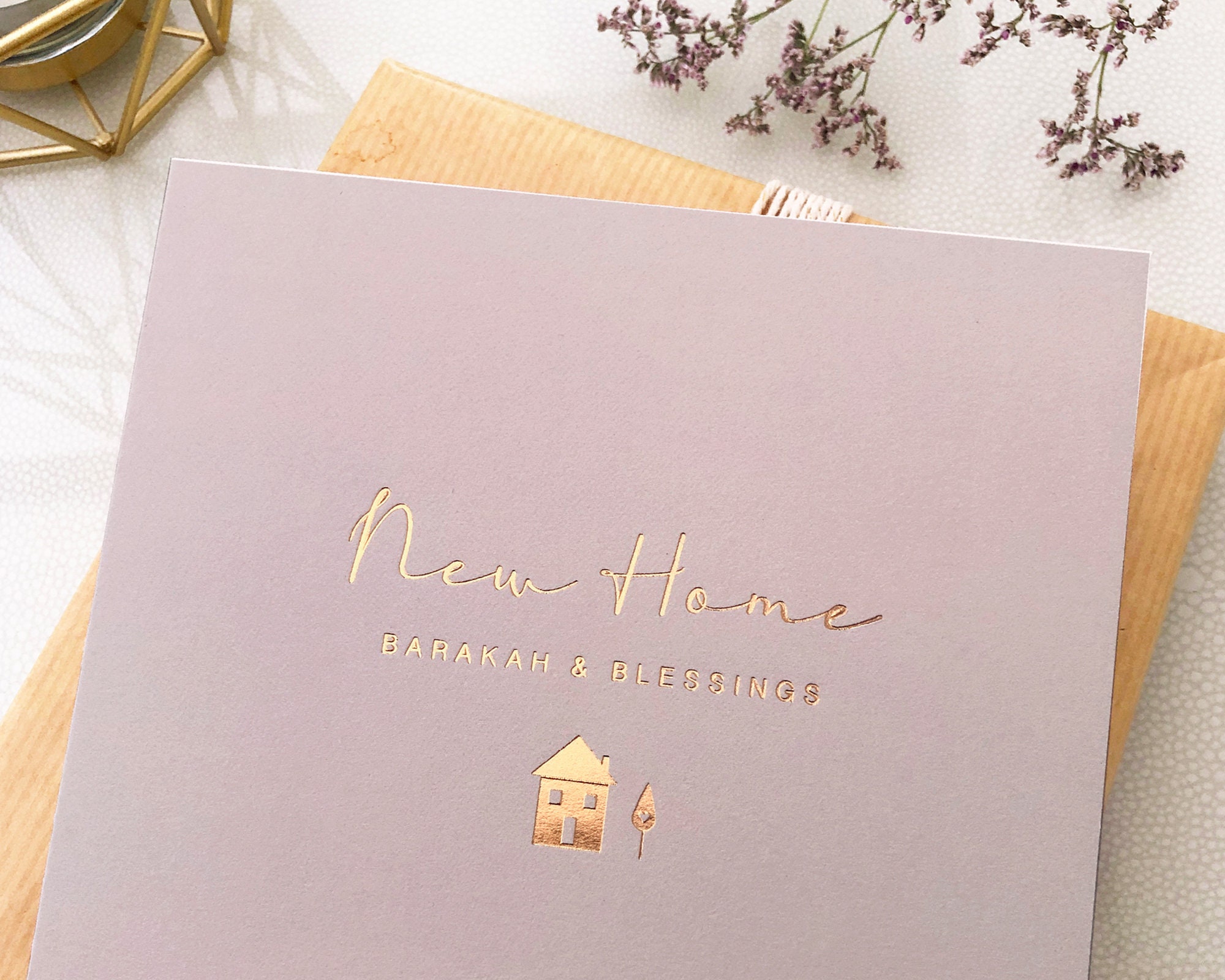 Luxury 'New Home' Barakah & Blessings Islamic Card in Gold Foil - RC 35
