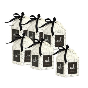 Eid Mubarak Favour Treat Gift Boxes, Set of 6 Black & White
