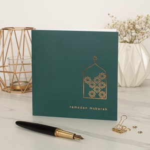 Luxury Ramadan Mubarak Gold Foil Greeting Card in Forest Green - RC 23