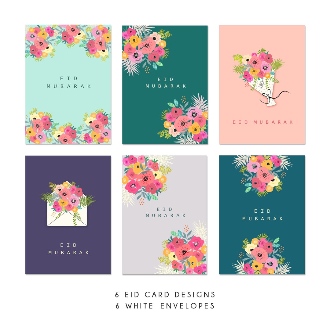 Faccito 24 Pack Eid Mubarak Cards with Envelopes and Ramadan Mubarak Stickers Assorted Happy Eid al-Fitr al-Adha Greeting Card for Islamic Muslim