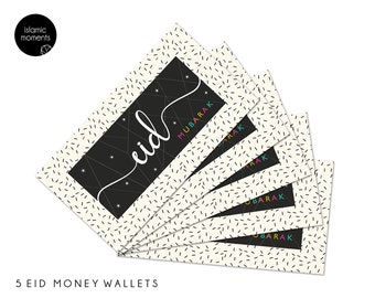 Multipack of 5 Eid Mubarak Money Wallets | Eid Gift Cards | MW EE