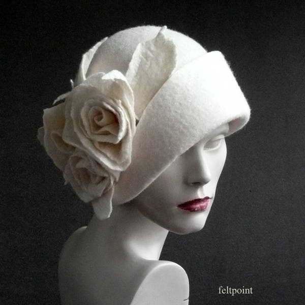White wedding hat,  White Hat, Handmade elegant hat