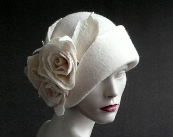 Cappello da sposa bianco, cappello bianco, cappello elegante fatto a mano