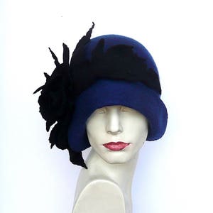 Blue Felted Hat Felt Hat cloche Hat 1920 Hat Art Hat Blue - Etsy
