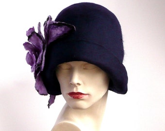 Gray Felted hat felt hats Women's hat Cloche Hats felted | Etsy