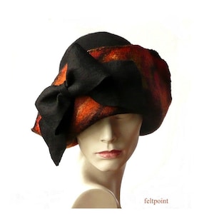 Felt Hat,Felted Hat,Woman&#39;s Hat, Felt Hats,Cloche Hat, Cloche Hats, Art Hat,Downton Abbey Hat,Unique Hat,Black Hat,Brown Hat