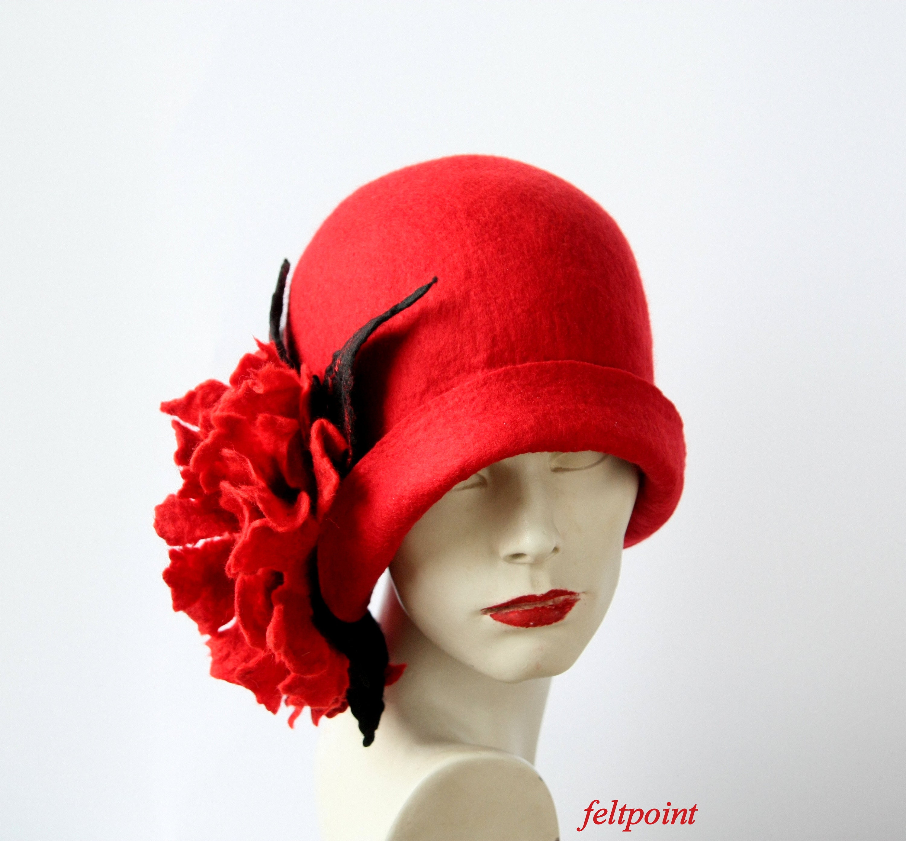 Red Hat Jazz Age Felt Hat Felted Hats 