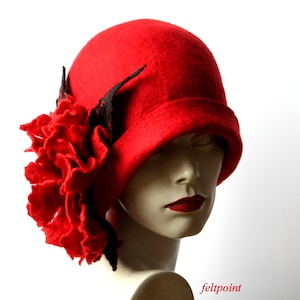 Red felt handmade hat