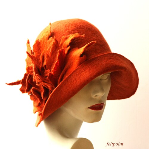 Rust Cloche Hat Felted Hat Felt Hats 