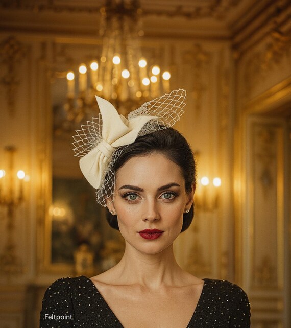 Modern Fascinator With Netting – Handmade Headpiece for  display picture 1